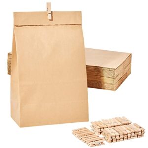 Guheake® Papiertüten 50 Stück Braun – 15 x 27 x 9 cm Kraftpapier tüten Fettdicht Braune Kraftpapier Geschenktüten, DIY Weihnachten Adventskalender, Mitgebseltüten, Süßigkeiten, Butterbrottüten